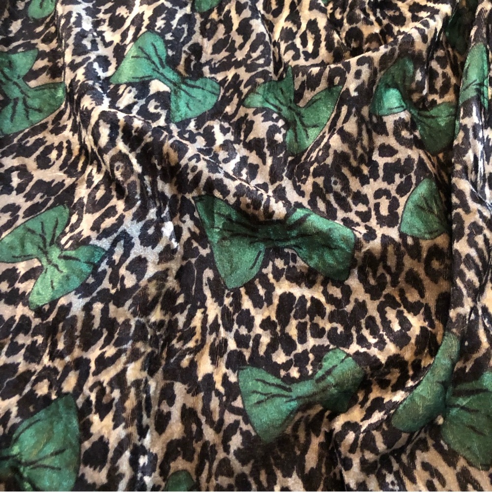 Tatyana Leopard Print Emerald Bow Velvet Bodycon Stretch Midi Dress size XS - Picture 8 of 11